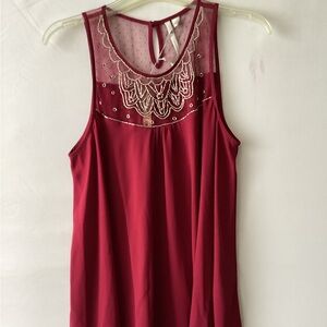 LC Lauren Conrad embellished Elegant Red Sleeveless Top